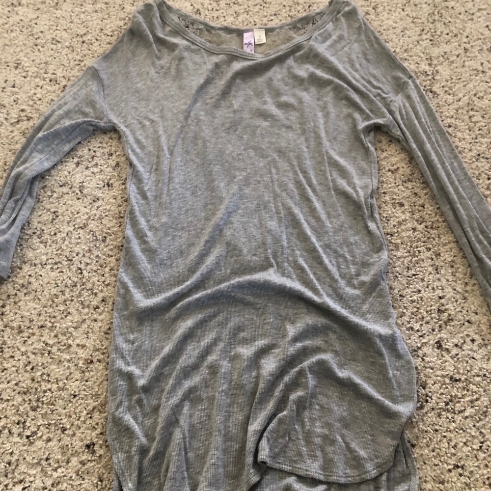 Grey long sleeve top, lace back
